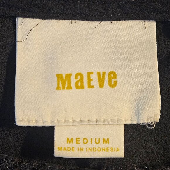 Anthro Maeve Black Lace Cap Sleeve Blouse Woman M Minimalist Workwear Feminine - Picture 4 of 10